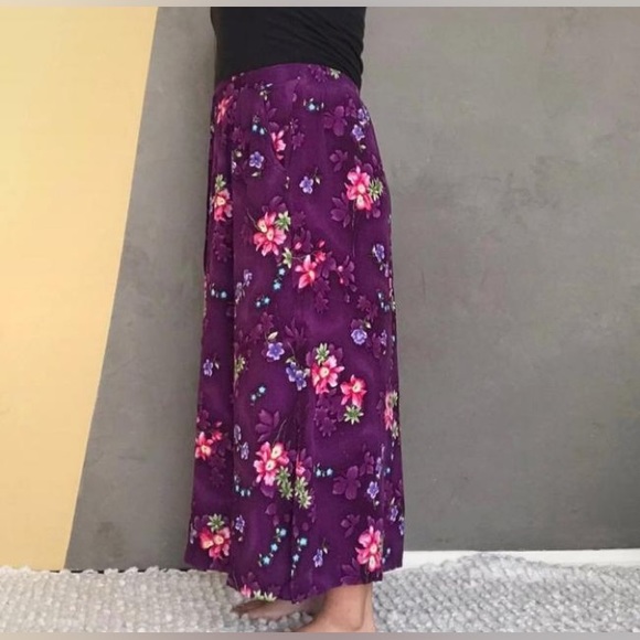 Jaclyn Smith Hawaiian Floral Skirt size S Midi Tie Elastic Waist wrinkle fabric - Picture 9 of 15
